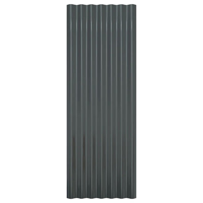 Roof Panels 12 pcs Powder-coated Steel Anthracite 100x36 cm