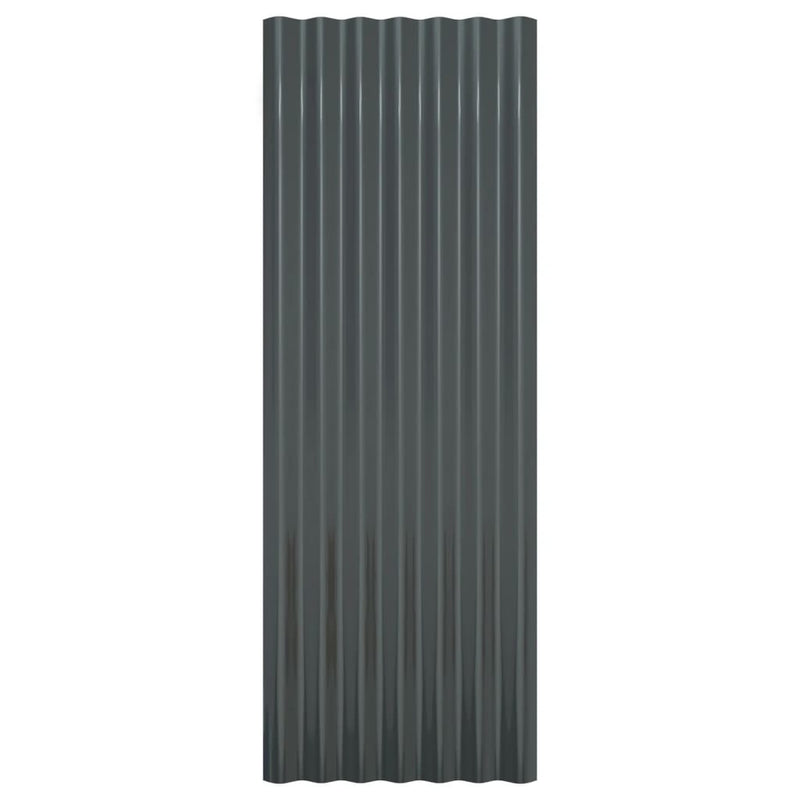 Roof Panels 12 pcs Powder-coated Steel Anthracite 100x36 cm