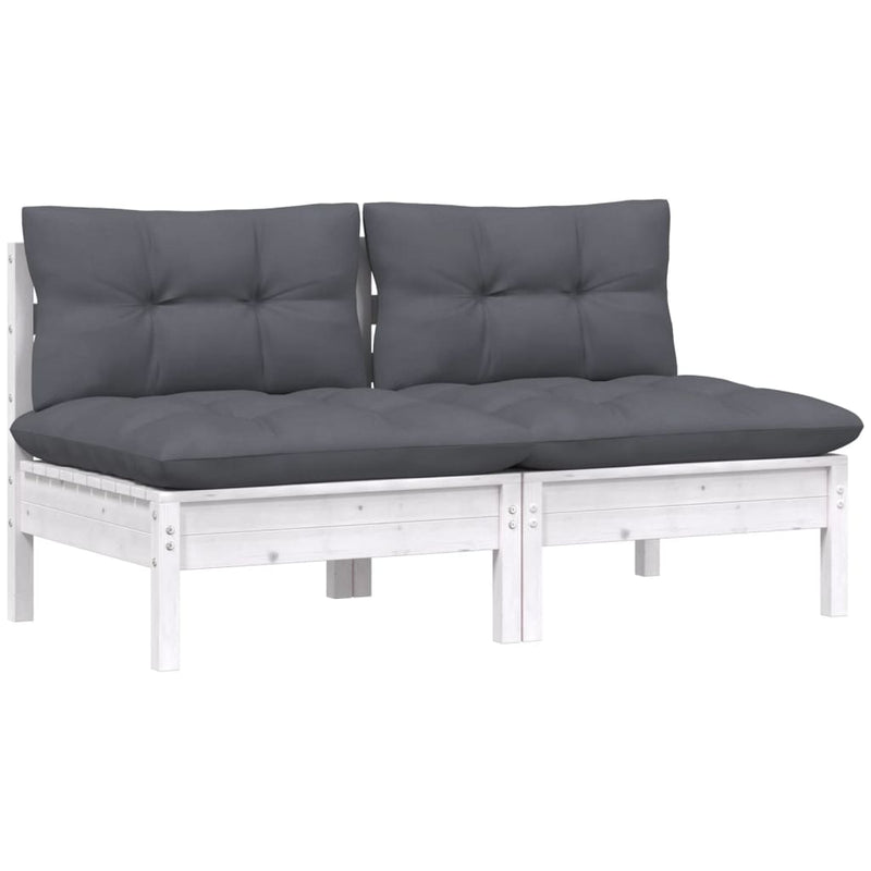 2-Seater Garden Sofa with Anthracite Cushions Solid Wood Pine