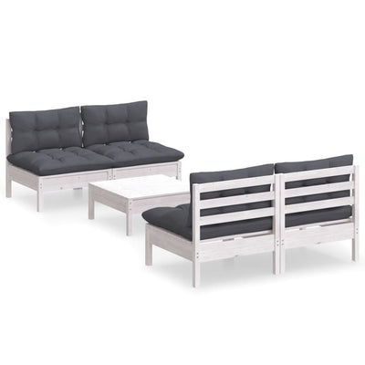 5 Piece Garden Lounge Set with Anthracite Cushions Pinewood