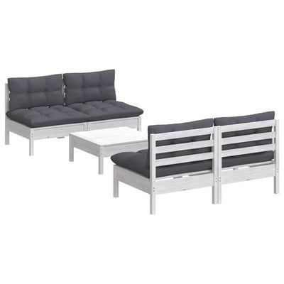 5 Piece Garden Lounge Set with Anthracite Cushions Pinewood