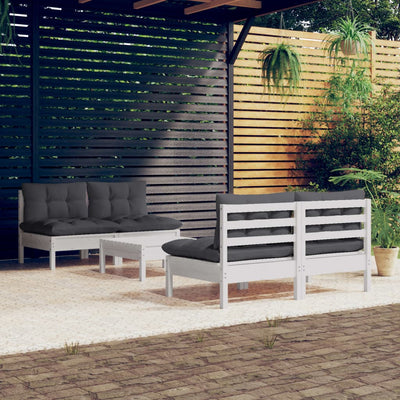 5 Piece Garden Lounge Set with Anthracite Cushions Pinewood