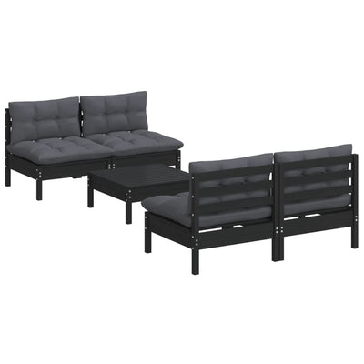 5 Piece Garden Lounge Set with Anthracite Cushions Pinewood