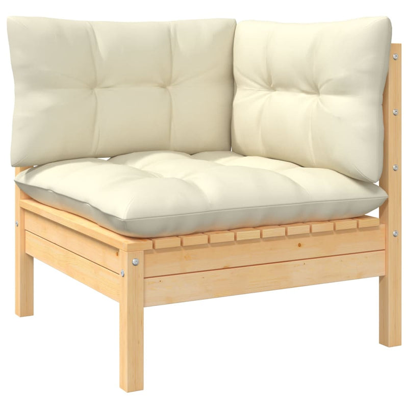 2-Seater Garden Sofa with Cream Cushions Solid Wood Pine