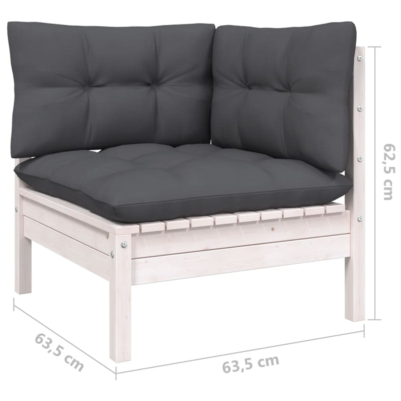 2-Seater Garden Sofa with Anthracite Cushions Solid Wood Pine