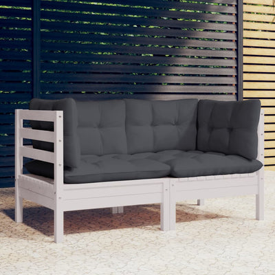 2-Seater Garden Sofa with Anthracite Cushions Solid Wood Pine