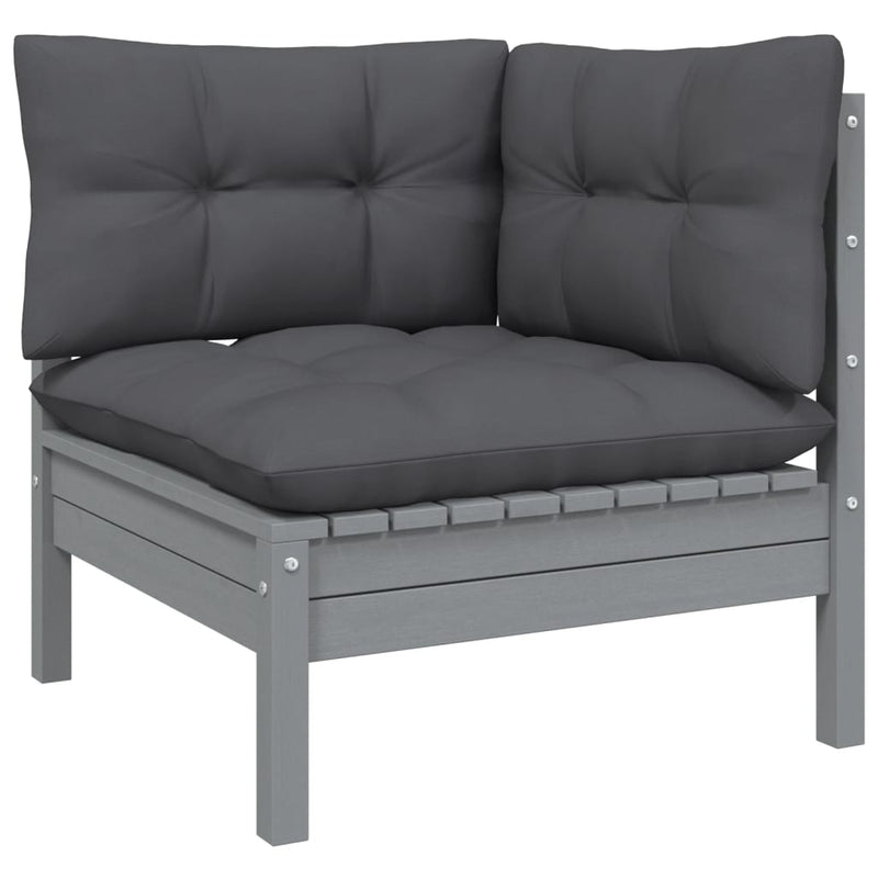 2-Seater Garden Sofa with Anthracite Cushions Solid Wood Pine