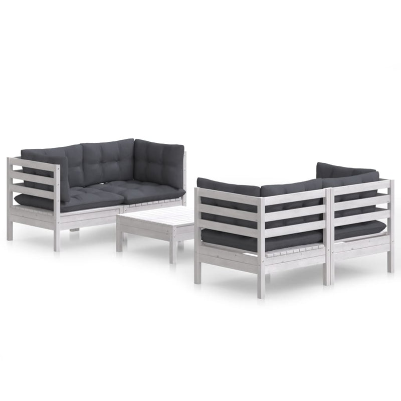 5 Piece Garden Lounge Set with Anthracite Cushions Pinewood