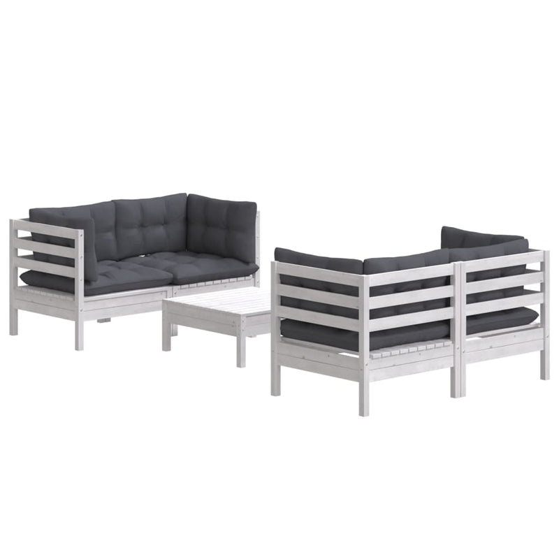 5 Piece Garden Lounge Set with Anthracite Cushions Pinewood