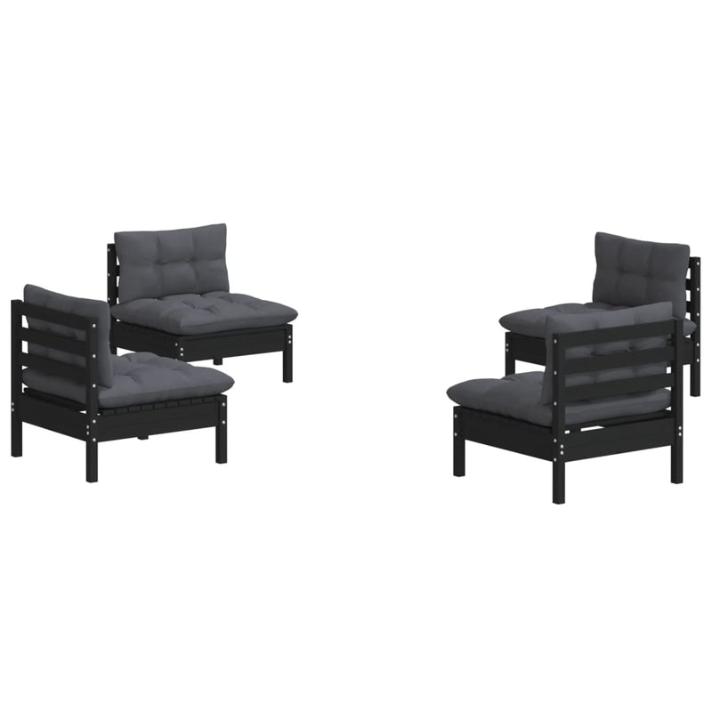 4 Piece Garden Lounge Set with Anthracite Cushions Pinewood