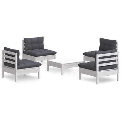 5 Piece Garden Lounge Set with Anthracite Cushions Pinewood