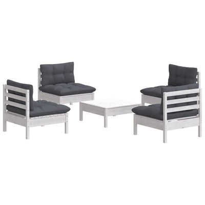 5 Piece Garden Lounge Set with Anthracite Cushions Pinewood