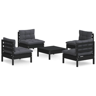 5 Piece Garden Lounge Set with Anthracite Cushions Pinewood