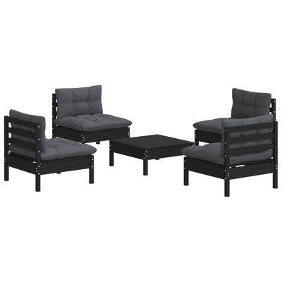 5 Piece Garden Lounge Set with Anthracite Cushions Pinewood