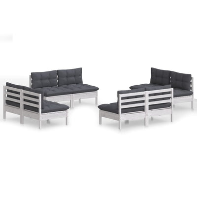 8 Piece Garden Lounge Set with Anthracite Cushions Pinewood