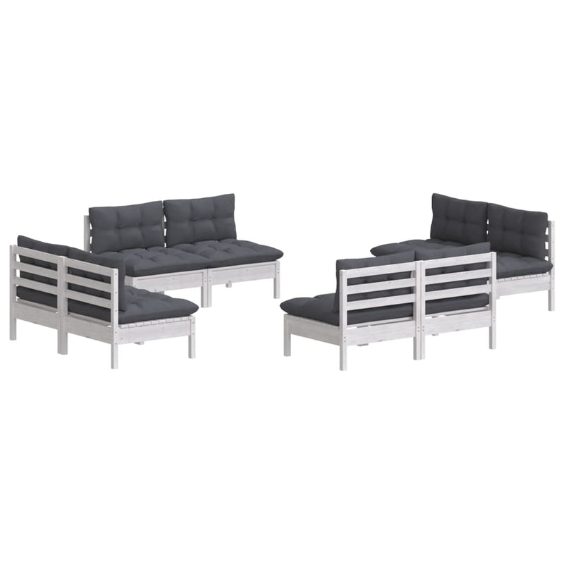 8 Piece Garden Lounge Set with Anthracite Cushions Pinewood