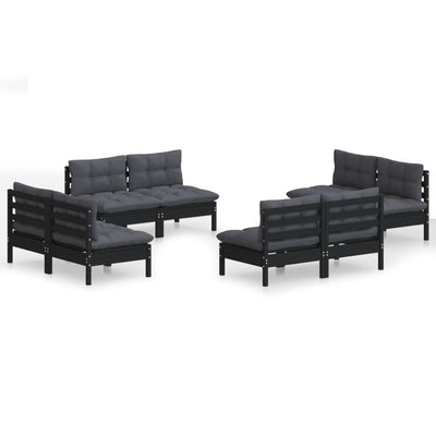 8 Piece Garden Lounge Set with Anthracite Cushions Pinewood