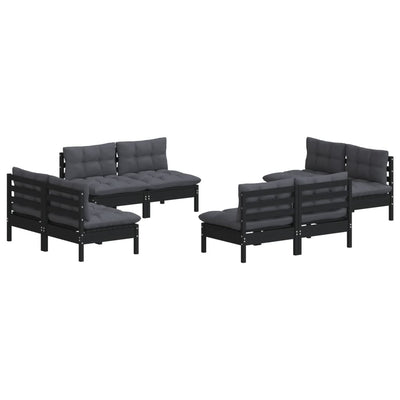 8 Piece Garden Lounge Set with Anthracite Cushions Pinewood