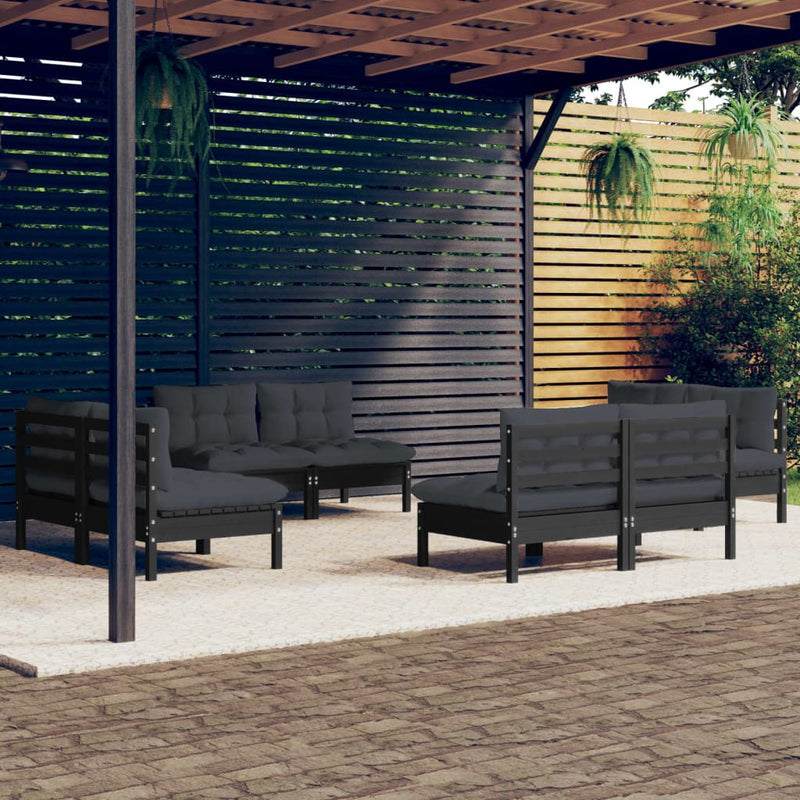 8 Piece Garden Lounge Set with Anthracite Cushions Pinewood