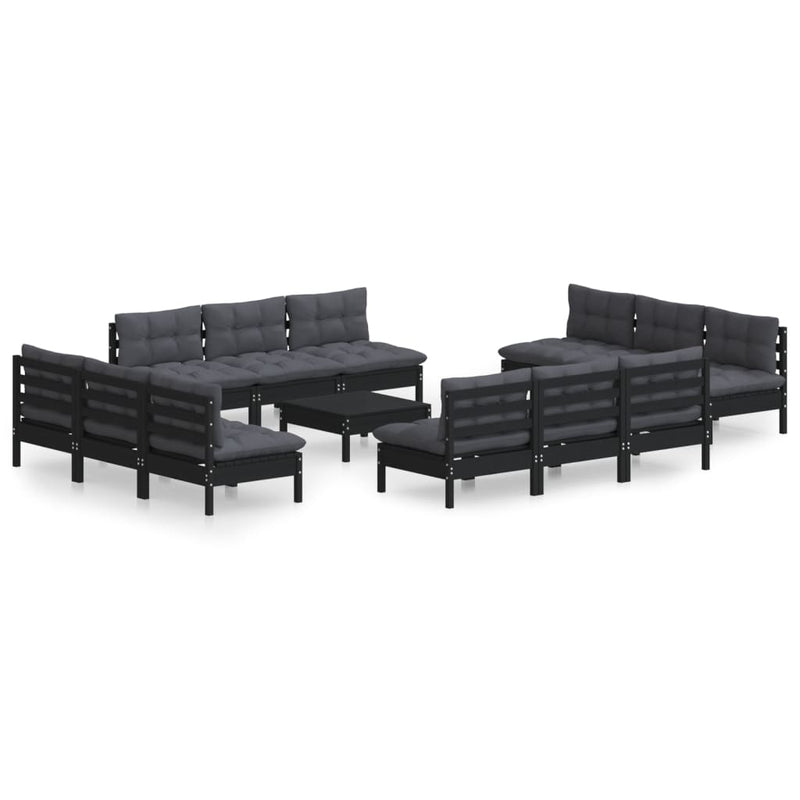 13 Piece Garden Lounge Set with Anthracite Cushions Pinewood