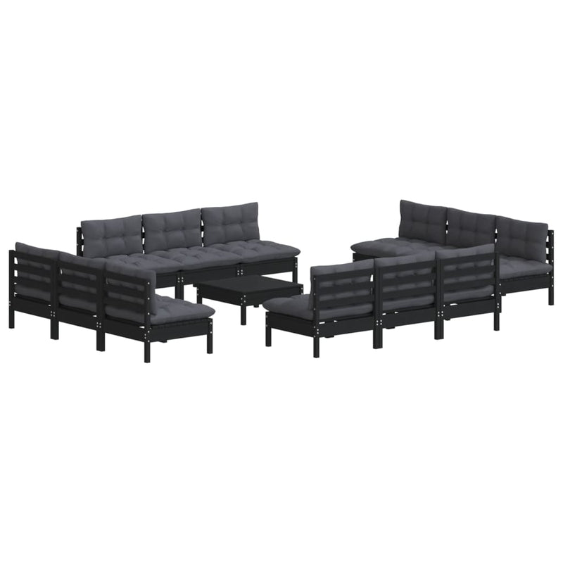 13 Piece Garden Lounge Set with Anthracite Cushions Pinewood