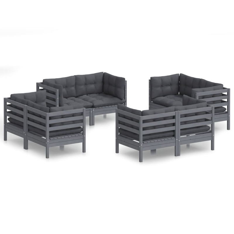 8 Piece Garden Lounge Set with Anthracite Cushions Pinewood