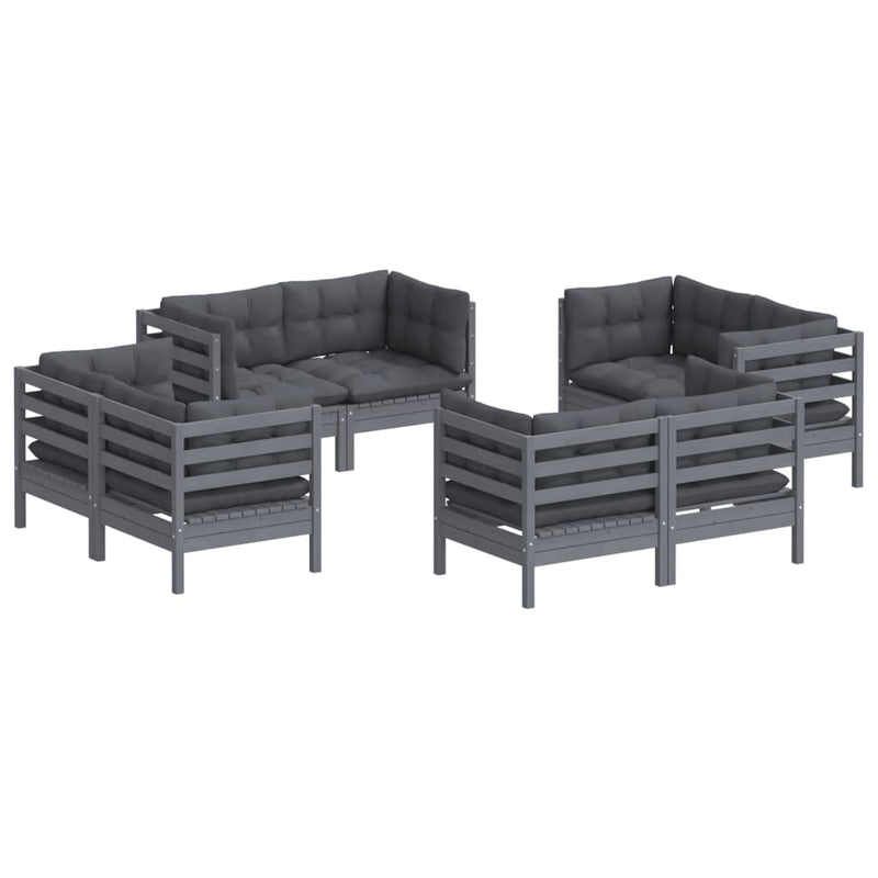 8 Piece Garden Lounge Set with Anthracite Cushions Pinewood