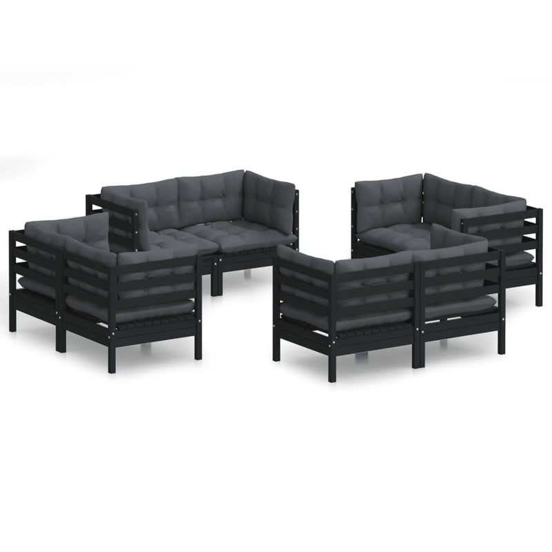 8 Piece Garden Lounge Set with Anthracite Cushions Pinewood