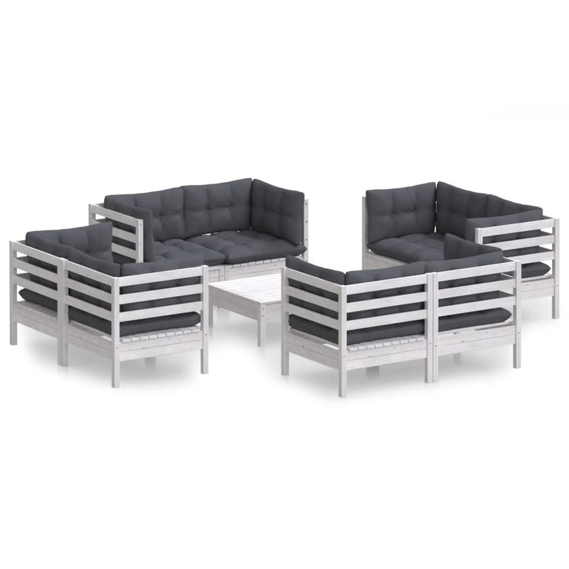 9 Piece Garden Lounge Set with Anthracite Cushions Pinewood