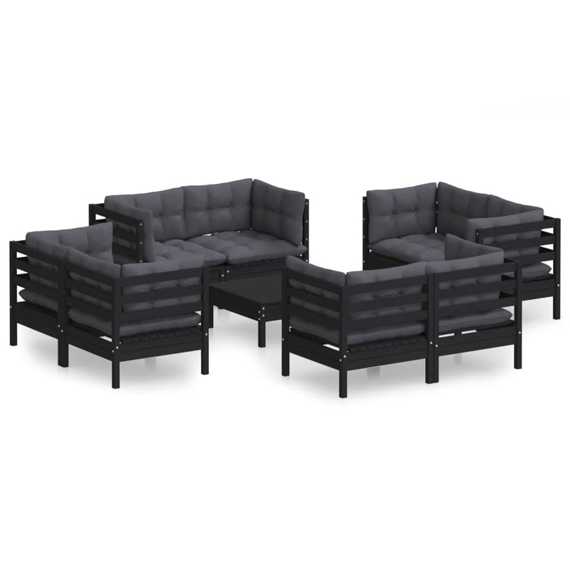 9 Piece Garden Lounge Set with Anthracite Cushions Pinewood