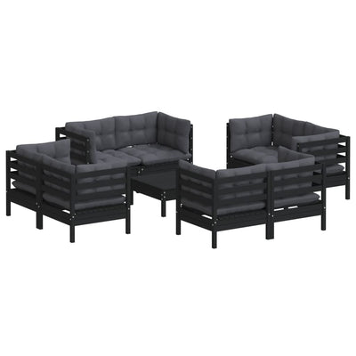 9 Piece Garden Lounge Set with Anthracite Cushions Pinewood