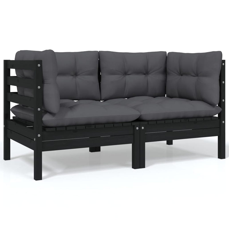 9 Piece Garden Lounge Set with Anthracite Cushions Pinewood