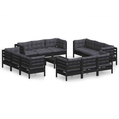 13 Piece Garden Lounge Set with Anthracite Cushions Pinewood