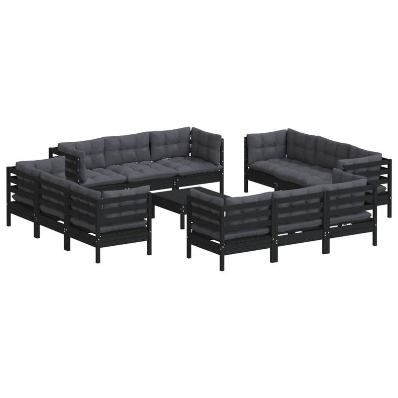 13 Piece Garden Lounge Set with Anthracite Cushions Pinewood