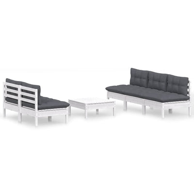 6 Piece Garden Lounge Set with Anthracite Cushions Pinewood