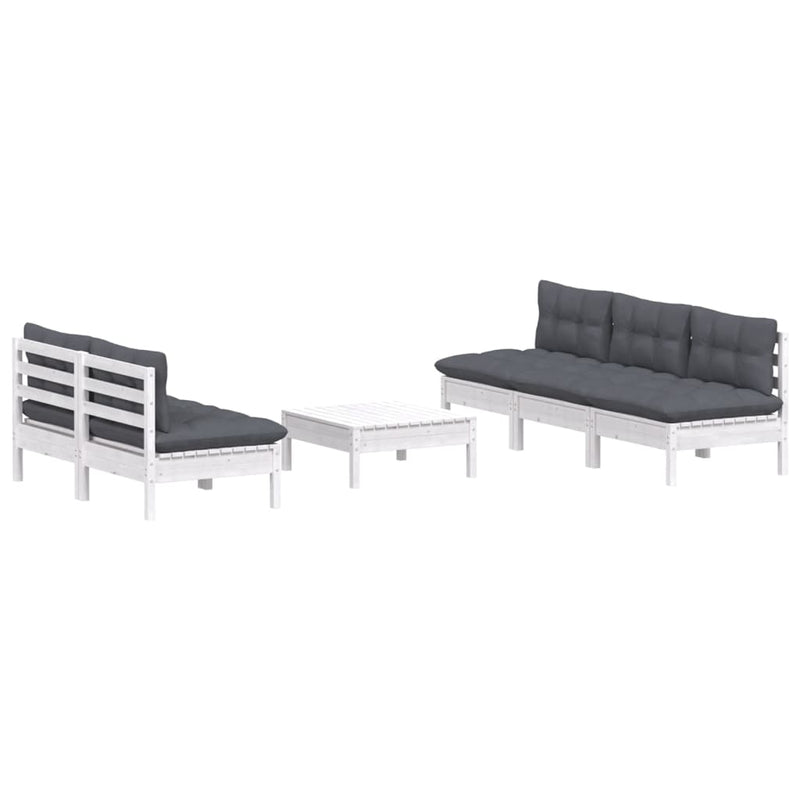 6 Piece Garden Lounge Set with Anthracite Cushions Pinewood