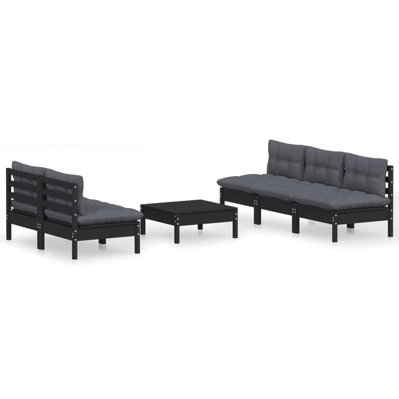 6 Piece Garden Lounge Set with Anthracite Cushions Pinewood