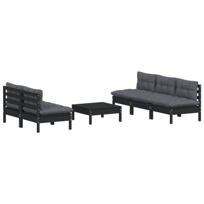 6 Piece Garden Lounge Set with Anthracite Cushions Pinewood