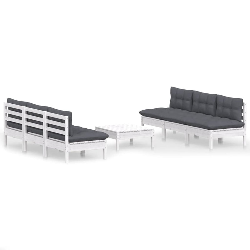 7 Piece Garden Lounge Set with Anthracite Cushions Pinewood