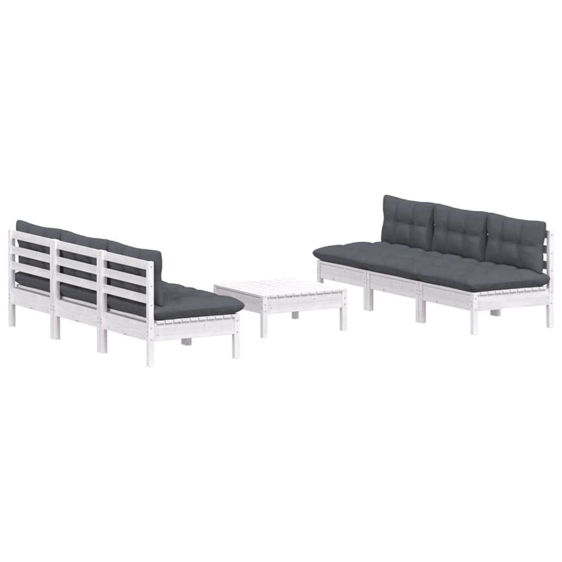 7 Piece Garden Lounge Set with Anthracite Cushions Pinewood