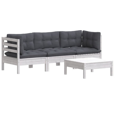 4 Piece Garden Lounge Set with Anthracite Cushions Pinewood