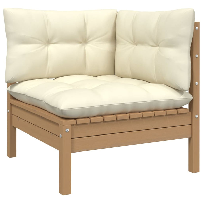 4 Piece Garden Lounge Set with Cream Cushions Pinewood