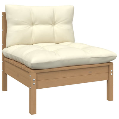 4 Piece Garden Lounge Set with Cream Cushions Pinewood