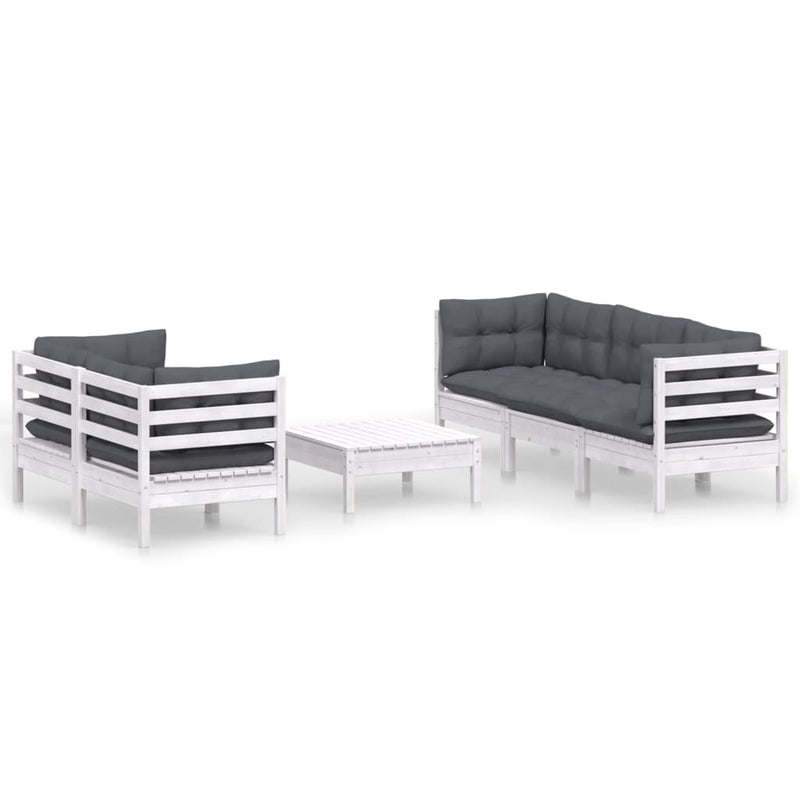 6 Piece Garden Lounge Set with Anthracite Cushions Pinewood