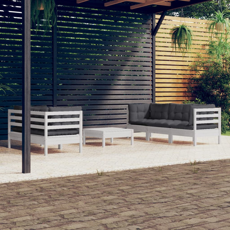 6 Piece Garden Lounge Set with Anthracite Cushions Pinewood