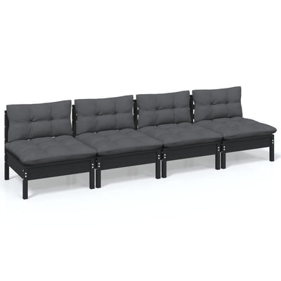 4-Seater Garden Sofa with Anthracite Cushions Solid Pinewood