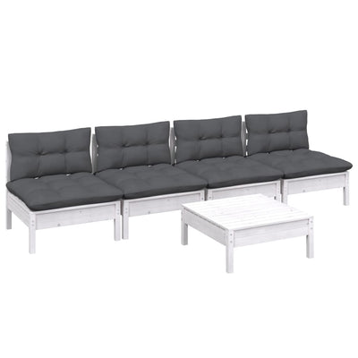 5 Piece Garden Lounge Set with Anthracite Cushions Pinewood