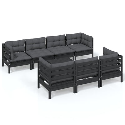 8 Piece Garden Lounge Set with Cushions Solid Pinewood