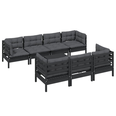 8 Piece Garden Lounge Set with Cushions Solid Pinewood