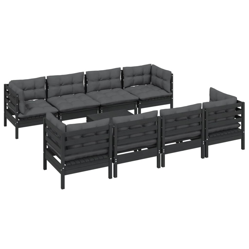 9 Piece Garden Lounge Set with Cushions Solid Pinewood